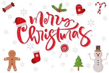 Background for Merry Christmas decoration with red and white details with Merry Christmas text