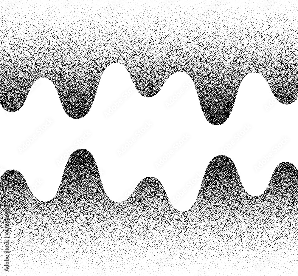 Poster dotwork gradient grain wave background. black noise stipple dots pattern. sand grain effect. dots gr