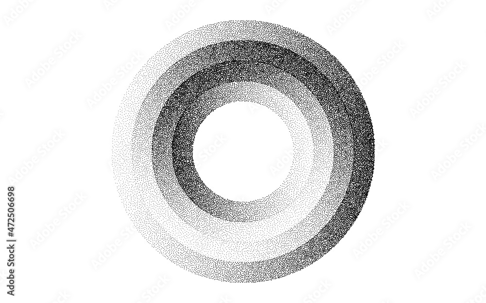 Poster circle frames grain pattern background. black noise dots rings. sand grain effect. dots grunge banne