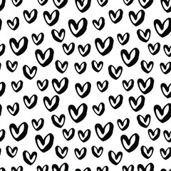 Love seamless  pattern. Funky  print with hearts and different doodle elements, trendy painted style texture.Funny wallpaper for textile and fabric.Fashion style apparel design