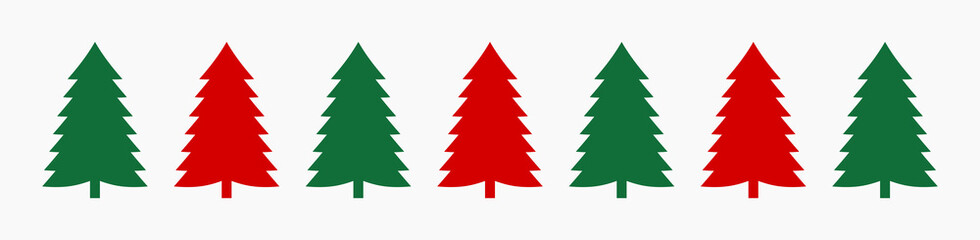 Christmas trees red and green border.