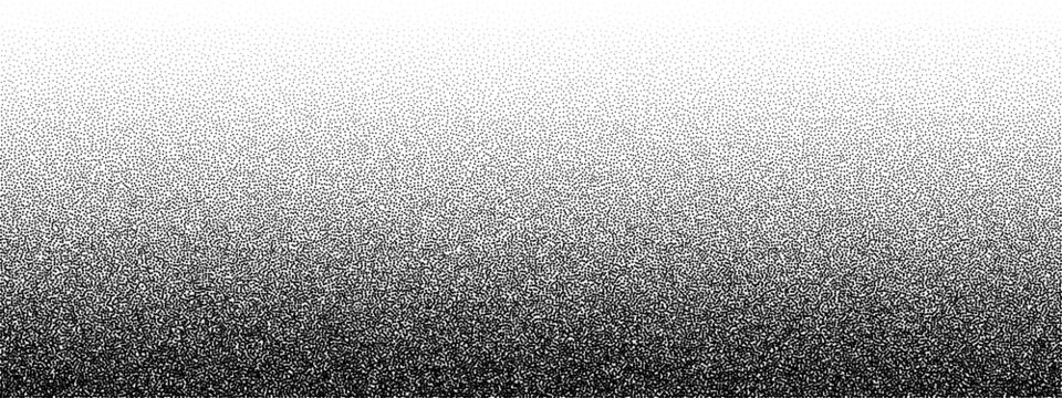 Dotwork Gradient Pattern Vector Background. Black Noise Stipple Dots. Sand Grain Effect. Black Dots Grunge Banner. Abstract Noise Dotwork Pattern. Gradient Circles. Stochastic Dotted Vector Background