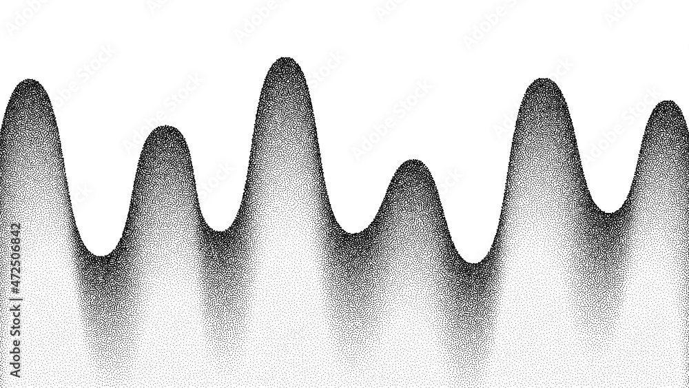 Poster dotwork gradient grain wave background. black noise stipple dots pattern. sand grain effect. dots gr