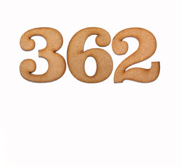 Number 362 - Piece of wood isolated on white background