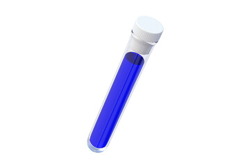 Test tube with cap and liquid isolated on white background. 3d render