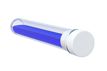 Test tube with cap and liquid isolated on white background. 3d render