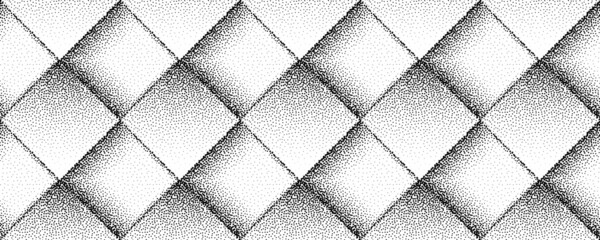 Dotwork 3D seamless pattern background. Sand grain effect. Black noise stipple dots texture. Abstract noise dotwork rhombus. Black grain dots elements pattern. Stipple circles texture. Vector
