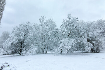 Winter view panorama of South Park in city of Sofia, Bulgaria