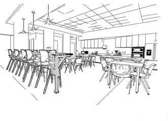 modern office lounge line art
