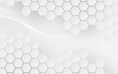 Abstract Modern Background with Hexagon Element and Silver White Gradient Color
