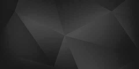Abstract Modern Background with Triangle Lowpoly Element and Dark Black Gradient Color