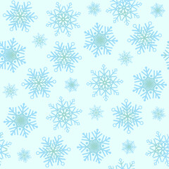 Winter season seamless pattern with snowflakes.