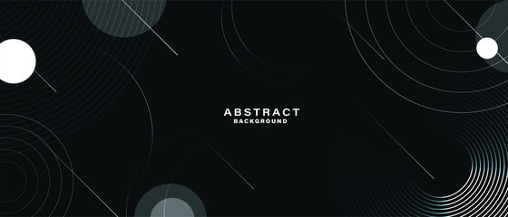 Abstract black background with white circle rings. Digital future technology concept. vector illustration.	
