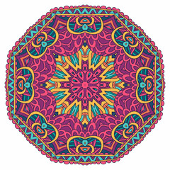 Vector seamless pattern Aztec Colorful ethnic tribal geometric psychedelic folkloric style print. Mandala art.