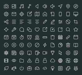 Set Of Outline Web and Menu and Dashboard Website Icons Symbol