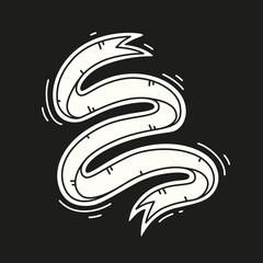 White ribbon banner. Vector hand drawn ribbon