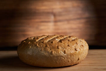 Round homemade matured cheese