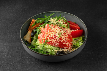 Restaurant serving salt on a black background