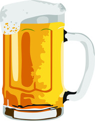 Glass Beer Drink Vector Illustration