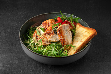 Restaurant serving salt on a black background