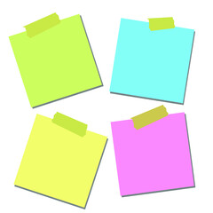 Realistic sticky notes isolated with real shadow on white background. Square sticky paper reminders with shadows, paper page mock up.
