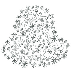 Silver Christmas nameplate decorated with hand-painted snowflakes. Vector isolated.