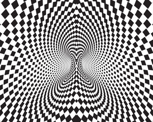 Tunnel or wormhole. 3D Digital wireframe tunnel