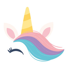 unicorn face and horn © Stockgiu