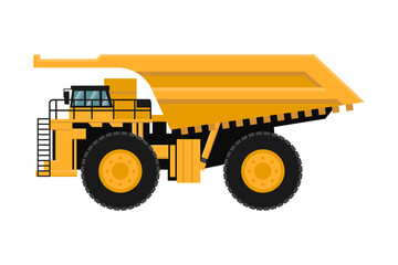 vector of giant yellow mining truck on white background