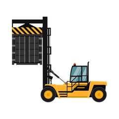 forklift machinery moving a container