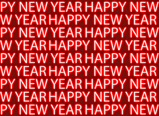 Lettering. Happy new year neon pattern.