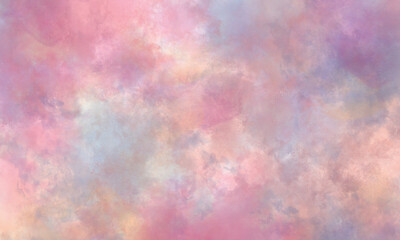  Watercolor background in pink, yellow and purple tones. Copy space, horizontal banner.