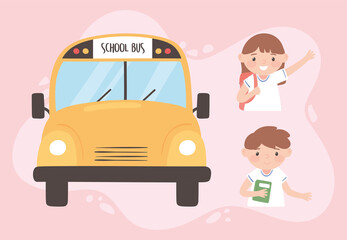 school pupils and bus