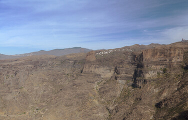 Gran Canaria, landscape of the central mountainous part of the island, 
Landscapes around hiking route in Barranco de Siberio valley, edge of nature park Pajonales
