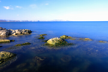 Seaside scenery, the sea under the blue sky