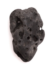 Porous lava rock from volcanic fields in El Cotillo, Fuerteventura, on white background