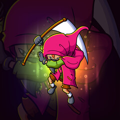 The cool assassin with the sharp scythe esport logo design © HERMANTO