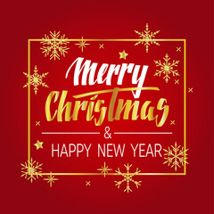 Handwritten Christmas and New Year greetings, modern calligraphy lettering