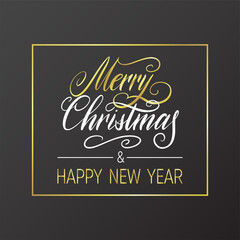 Handwritten Christmas and New Year greetings, modern calligraphy lettering