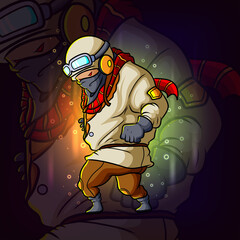 The graffiti man is standing with a stance esport logo design © HERMANTO