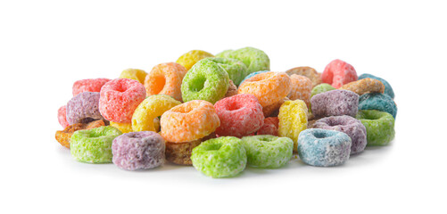 Crunchy corn flakes on white background