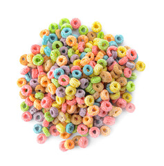 Crunchy corn flakes on white background