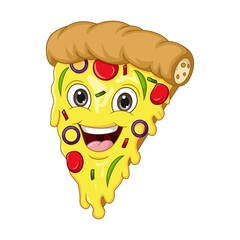 Cartoon smiling pizza mascot character