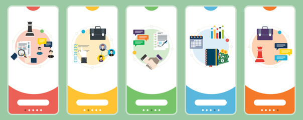 Obraz premium Negotitation, meeting business, signature contract, earnings calendar icons.