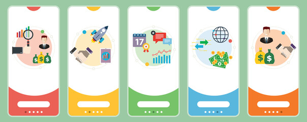 Investment, business, startup and financial icons.