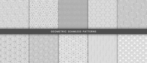  Set of geometric pattern with stripes lines polygonal shape grey on white background