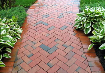 Red Brick sidewalk for garden or  landscaping around the home.  - Powered by Adobe