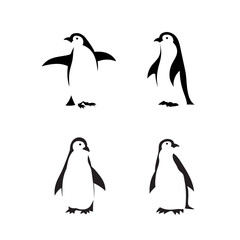 cute penguin silhouette vector - obrazy, fototapety, plakaty