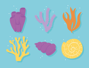 Fototapeta premium set undersea seaweed