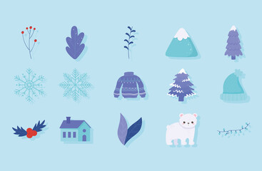 Fototapeta na wymiar icons winter clothes